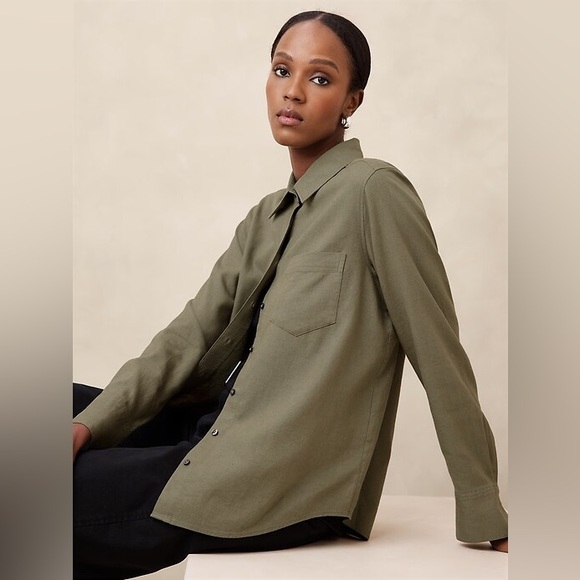 Banana Republic Tops - Banana Republic Olive Button Down Shirt